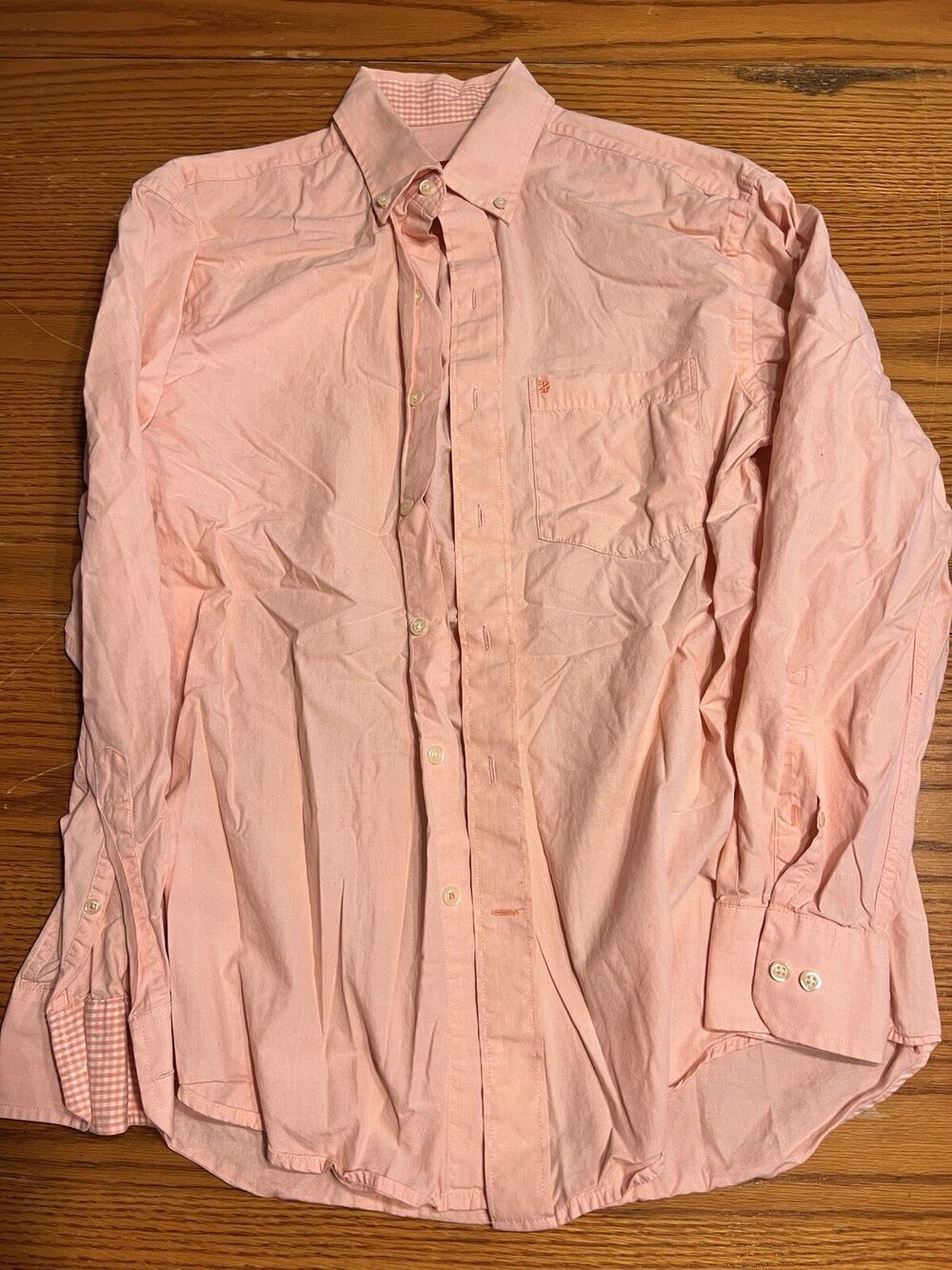Izod Shirt Orange Pink Long Sleeve Button Up Men